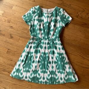 Vineyard Vines Green Ikat Design Fit Flare Short Sleeve Dress Easter Siz…